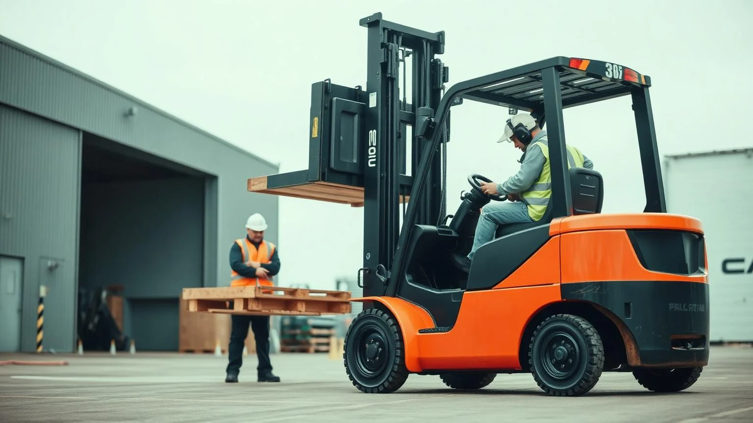 İş makinesi operatörlük eğitim sahasında forklift